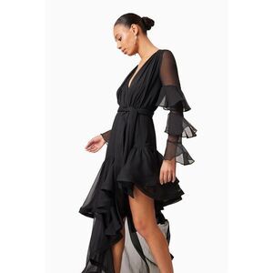 ELLIATT Louise Gown Asymmetric Party Dress Black cocktail Date Dress Size S NWT